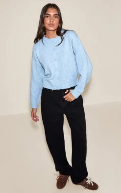 Prettylittlething Light Blue Crew Neck Knit Cardigan -Pretty Little Thing Shop e62c6aaaf175820ae1794fe2a668e7e4e46efae7 CNN6368 3 light blue crew neck knit cardigan