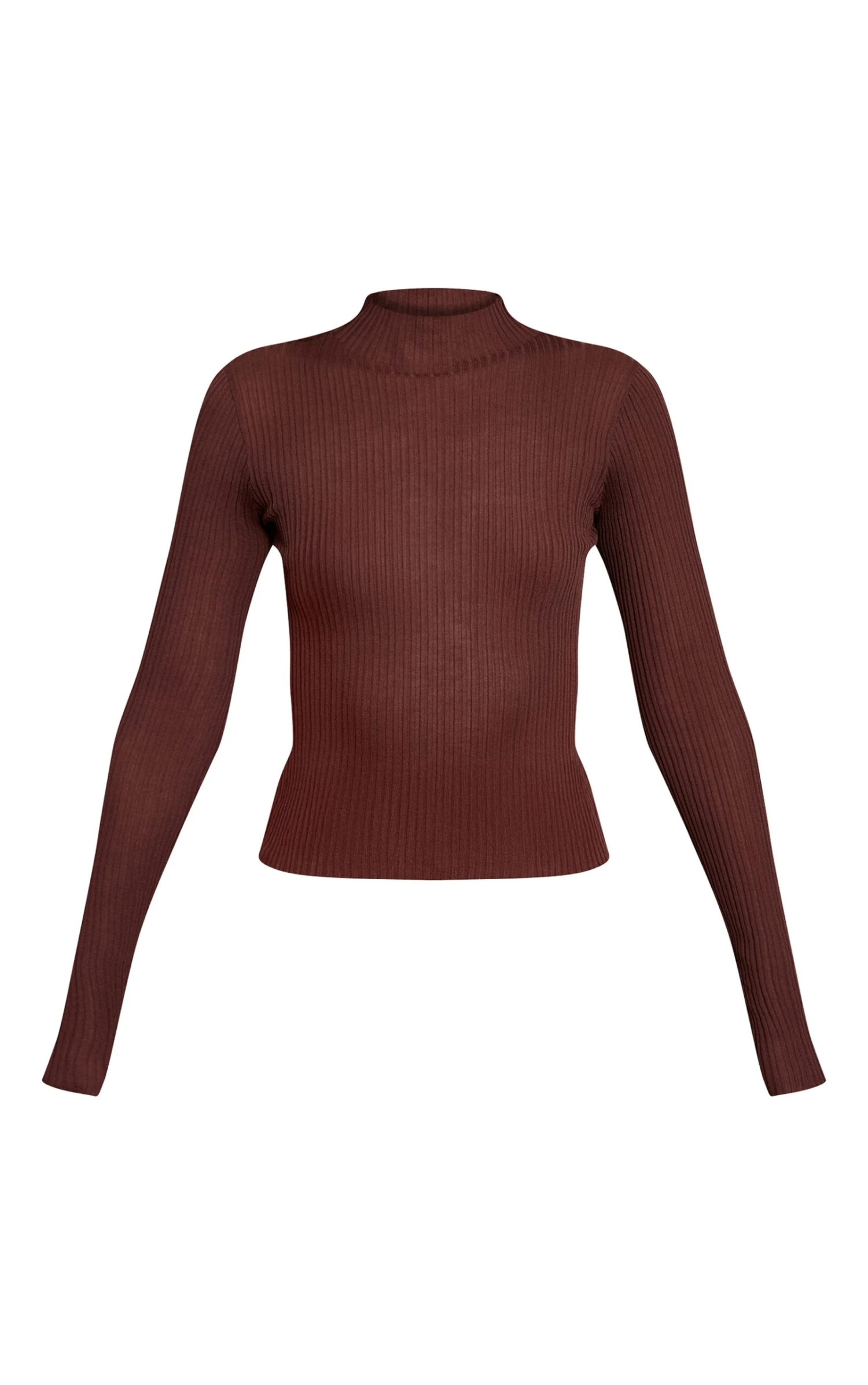 Prettylittlething Brown Sheer Knit High Neck Top 5 Prettylittlething Brown Sheer Knit High Neck Top - Image 5