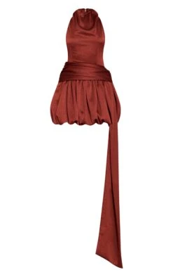 Rust Textured High Neck Puffball Mini Dress -Pretty Little Thing Shop e67f2de7edf6173569f73d6e584884ff89fdb01e CNO1515 5 rust textured boat neck puffball mini dress
