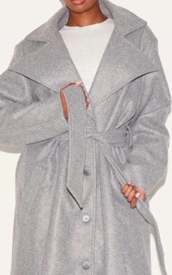 Prettylittlething Grey Oversized Wool Look Trench Coat -Pretty Little Thing Shop e6db970b2e0ab83056302d1e02d819ba16e1e98a CNL5172 4 grey oversized wool look trench