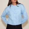 Prettylittlething Light Blue Crew Neck Knit Cardigan