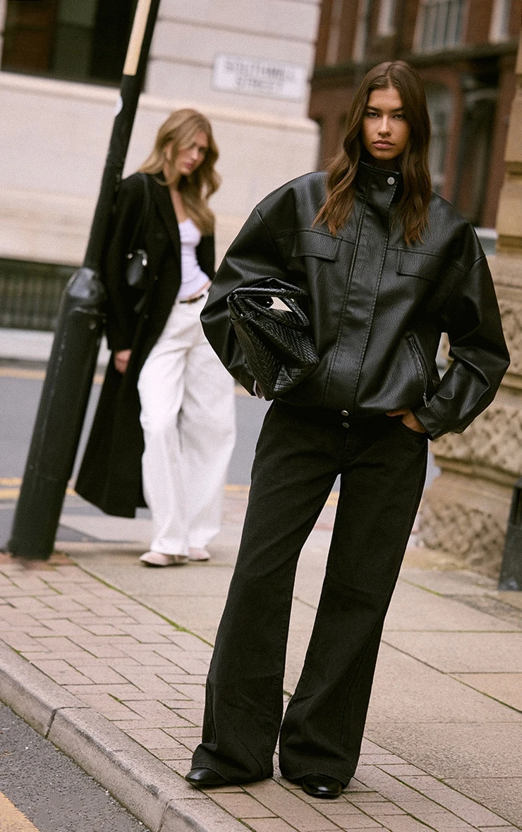 Prettylittlething Washed Black Low Rise Boyfriend Leg Jeans 1 Prettylittlething Washed Black Low Rise Boyfriend Leg Jeans