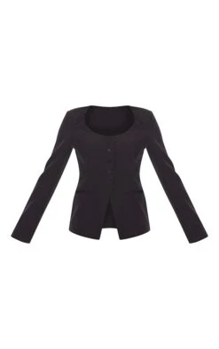 Prettylittlething Black Tailored Woven Button Up Blazer -Pretty Little Thing Shop e72552e3493d00f28714bc9e080623c84ce41982 CNL9303 5 black tailored woven button up blazer