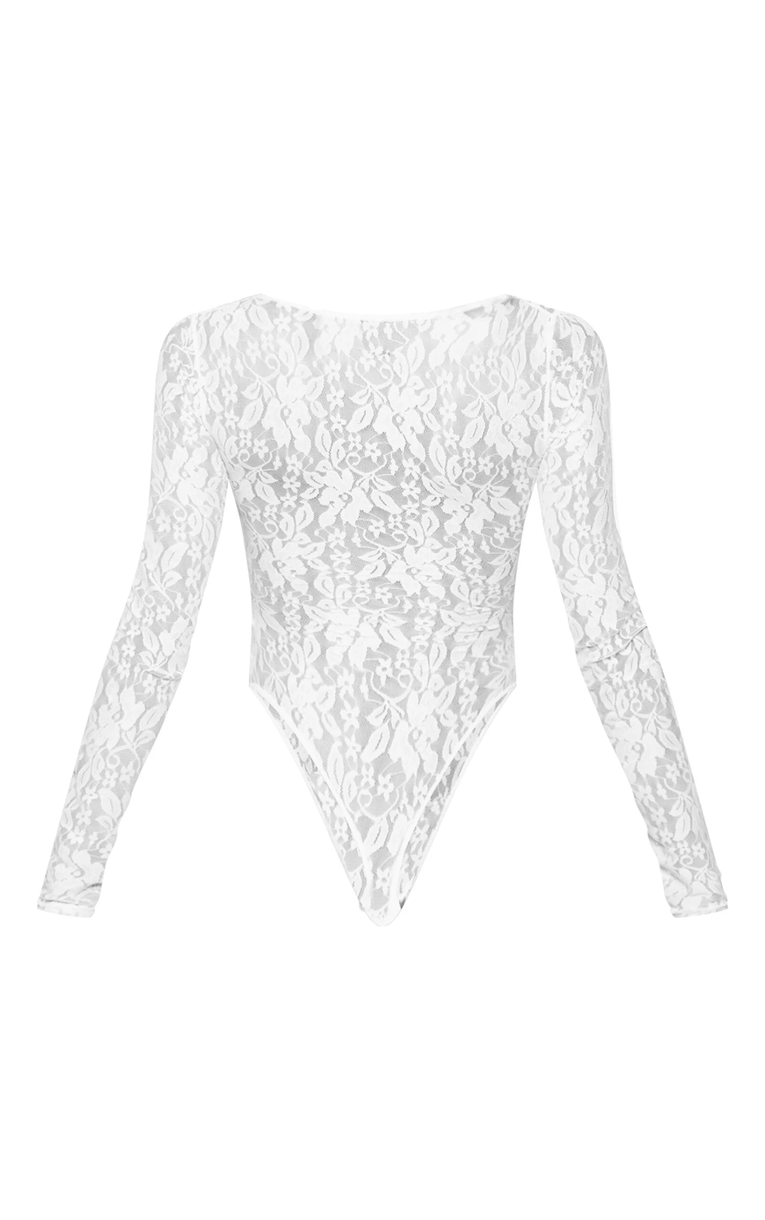 Prettylittlething White Lace Bandeau Detail Long Sleeve Bodysuit 6 Prettylittlething White Lace Bandeau Detail Long Sleeve Bodysuit - Image 6