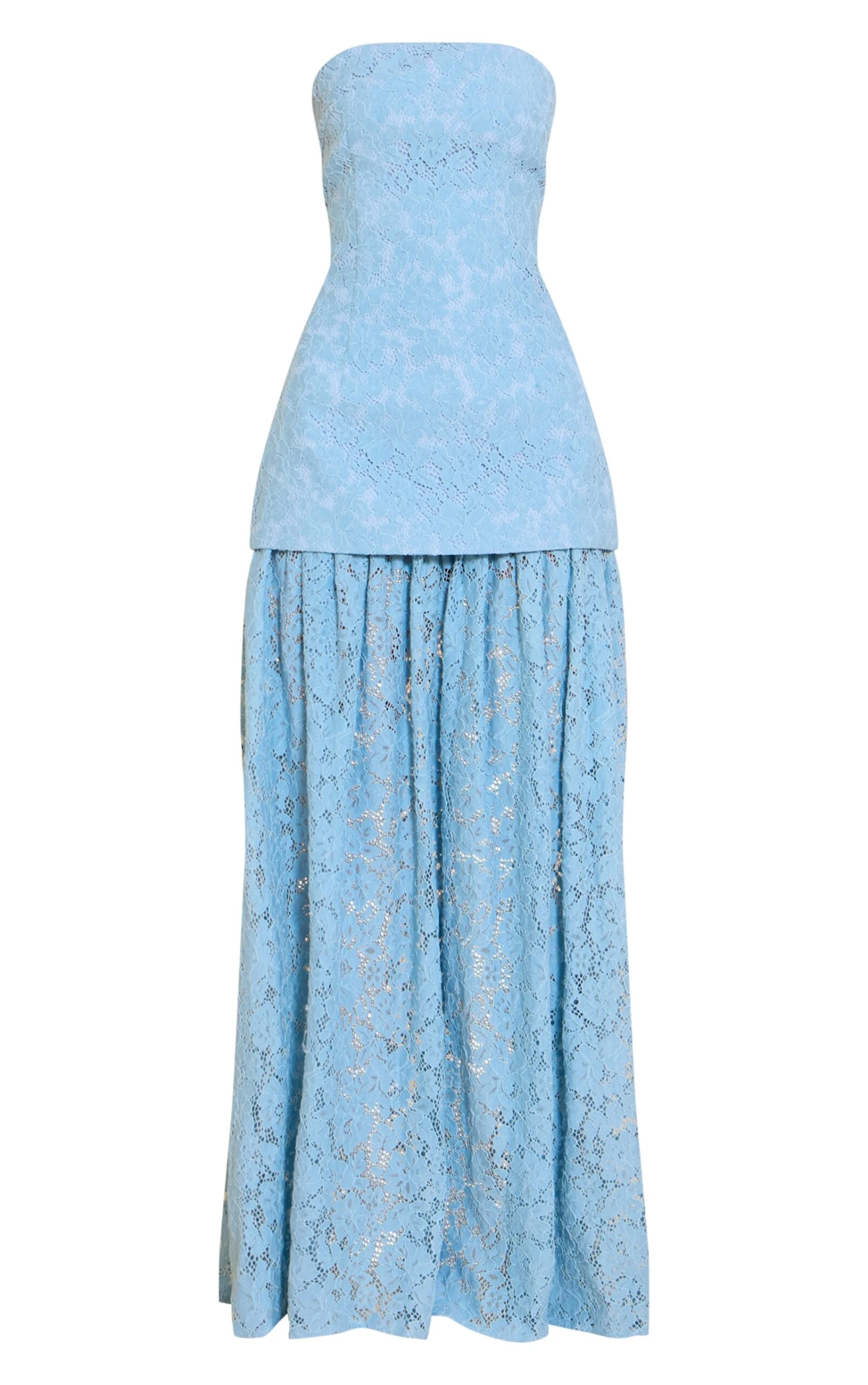 Prettylittlething Light Blue Lace Sheer Skirt Panel Bandeau Midaxi Dress 5 Prettylittlething Light Blue Lace Sheer Skirt Panel Bandeau Midaxi Dress - Image 5