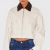Prettylittlething Beige Contrast Collar Twill Jacket