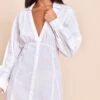 Prettylittlething White Plunge Shirt Dress -Pretty Little Thing Shop e7afd8614f05336b6b48f262b098e6a40ab73b4d CNM4234 1 white plunge shirt dress