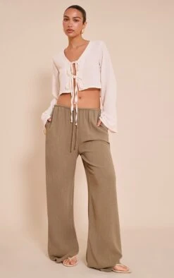 Prettylittlething Sand Textured Tie Front Detail Blouse -Pretty Little Thing Shop e7d441c067e1ca623bddcfd0623452a3fa4d9dee CNN6741 3 taupe textured tie front detail blouse