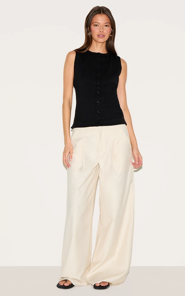 Prettylittlething Black Button Through Sleeveless Top 3 Prettylittlething Black Button Through Sleeveless Top - Image 3