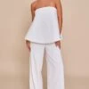 Prettylittlething White Structured Woven Peplum Straight Leg Jumpsuit -Pretty Little Thing Shop e81ba84b8adbf1b47c670c78cadadfe795985f8d CNM7295 1 white structured woven peplum straight leg jumpsuit