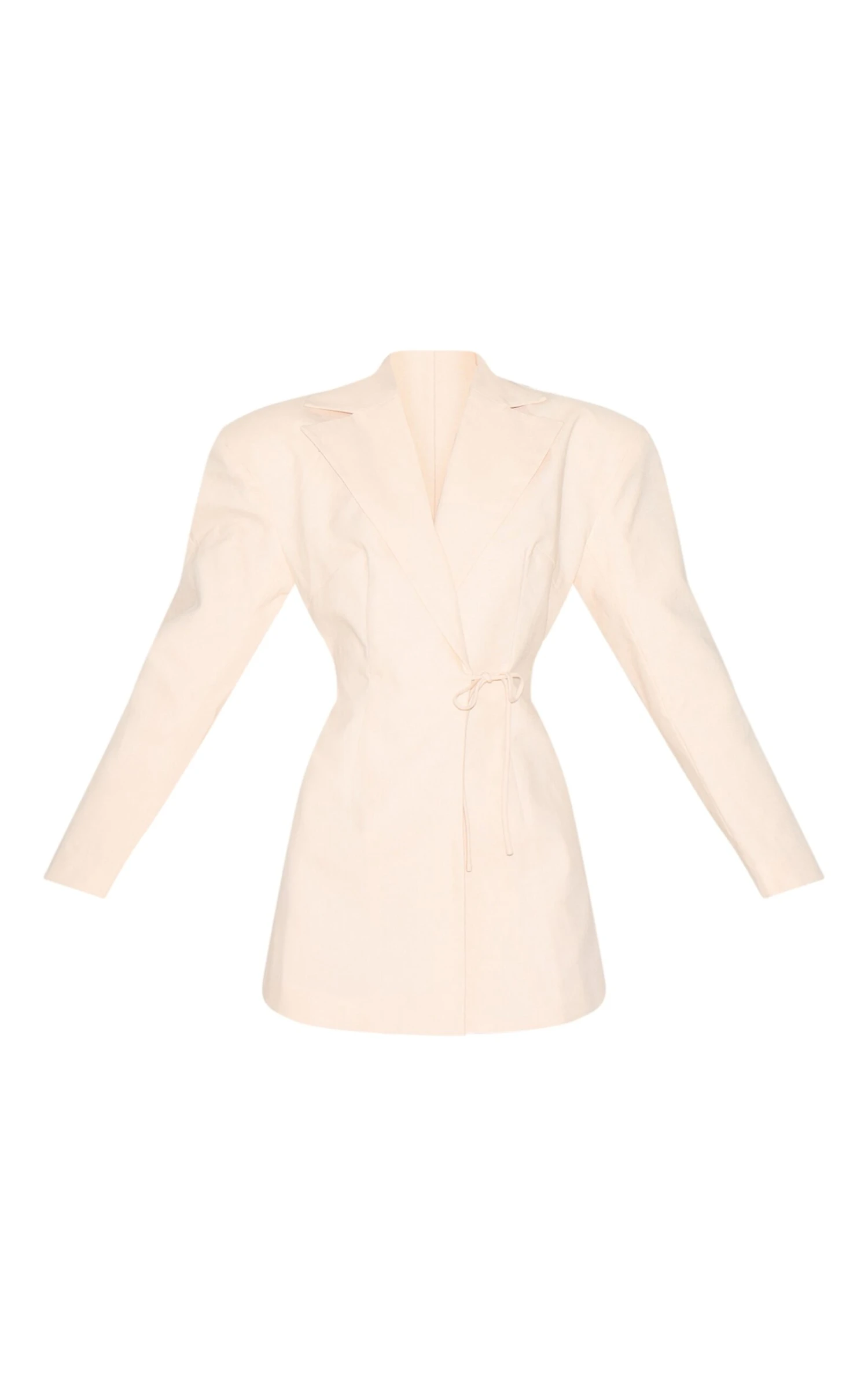 Prettylittlething Cream Linen Blend Tie Detail Blazer Dress 5 Prettylittlething Cream Linen Blend Tie Detail Blazer Dress - Image 5