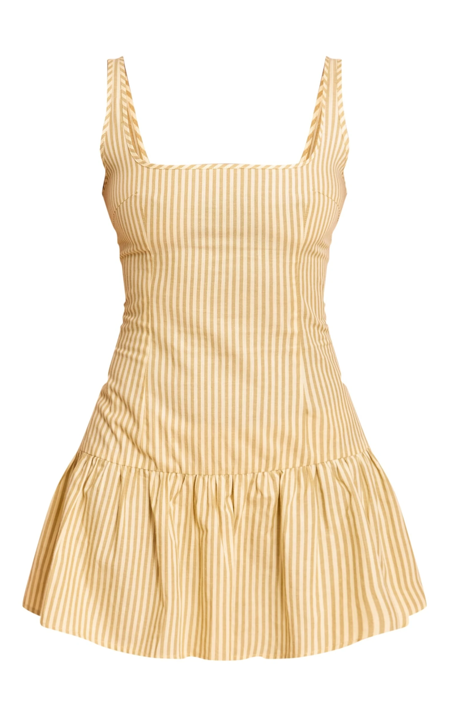 Prettylittlething Lemon Striped Sleeveless Straight Neck Shift Dress 5 Prettylittlething Lemon Striped Sleeveless Straight Neck Shift Dress - Image 5