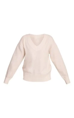Prettylittlething Cream V Neck Knitted Sweater -Pretty Little Thing Shop e9493b9f9bc28bd6d31a447bd28b79adbed4966f CNN6378 5 cream v neck knitted jumper