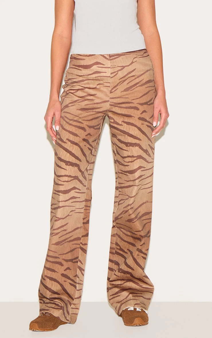 Prettylittlething Brown Tiger Printed Pants 2 Prettylittlething Brown Tiger Printed Pants - Image 2