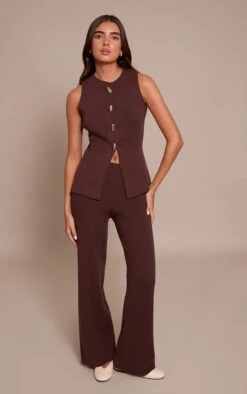 Prettylittlething Chocolate Compact Knit Button Up Vest -Pretty Little Thing Shop e99a8af8b1119e3ef6ca6e1ed8dadd109e15e8f4 CNN4960 3 chocolate compact knit button up waistcoat