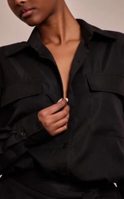 Black Woven Relaxed Long Sleeve Romper -Pretty Little Thing Shop e9ae4149eee0d41f9a48f55c398c4524774344bc CNO0457 4 black woven relaxed long sleeve playsuit