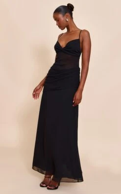 Prettylittlething Black Chiffon Twist Mesh Maxi Dress -Pretty Little Thing Shop ea0013ce0980f1301eccfea516d4b57526fc1e7b CNM7539 3 black chiffon twist mesh maxi dress