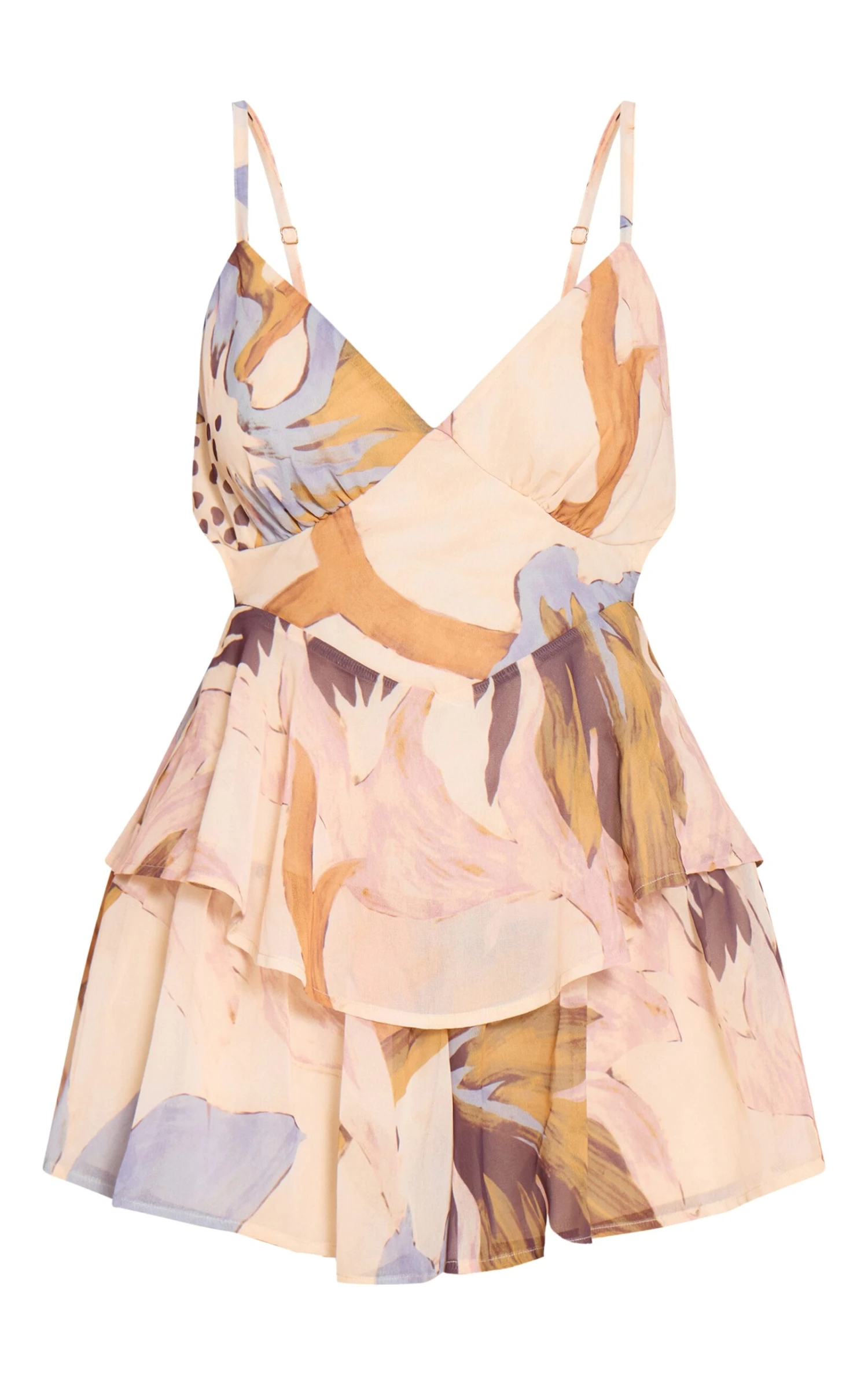 Prettylittlething Cream Floral Print Frill Detail Romper 5 Prettylittlething Cream Floral Print Frill Detail Romper - Image 5