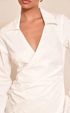 Prettylittlething White Wrap Detail Long Sleeve Shirt Dress -Pretty Little Thing Shop ea5234b143c89713fdcbc630cb631ace57ffe523 CNN7309 4 white wrap detail long sleeve shirt dress