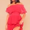 Prettylittlething Red Chiffon Bardot Ruffle Tiered Dress -Pretty Little Thing Shop ea70a9a58e5d89ed7dbd4dac6ef6637e41ffe92a cly2519 1
