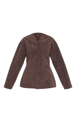 Khaki Suede Collarless Cocoon Sleeve Blazer -Pretty Little Thing Shop eac30f95a4102a074ee2ef43bb154dfe4596a919 CNO2242 5 khaki suede collarless cocoon sleeve blazer