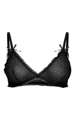 Prettylittlething Black Textured Mesh Frill Edge Triangle Bra -Pretty Little Thing Shop eb0339681d376ac75a47fd856e7c4e12e78fd39b CNL2601 5