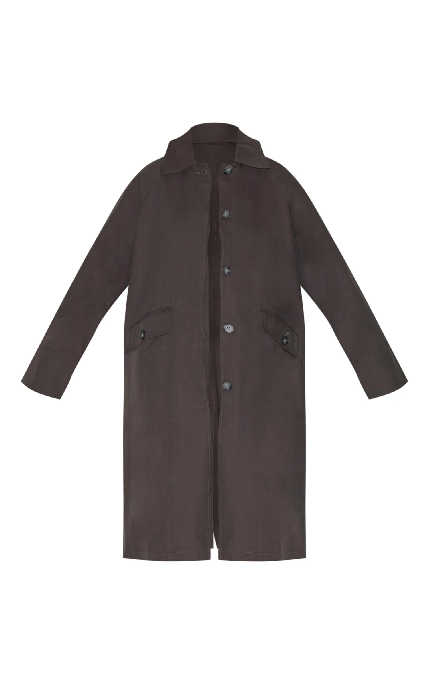 Prettylittlething Charcoal Classic Button Through Mac 4 Prettylittlething Charcoal Classic Button Through Mac - Image 4