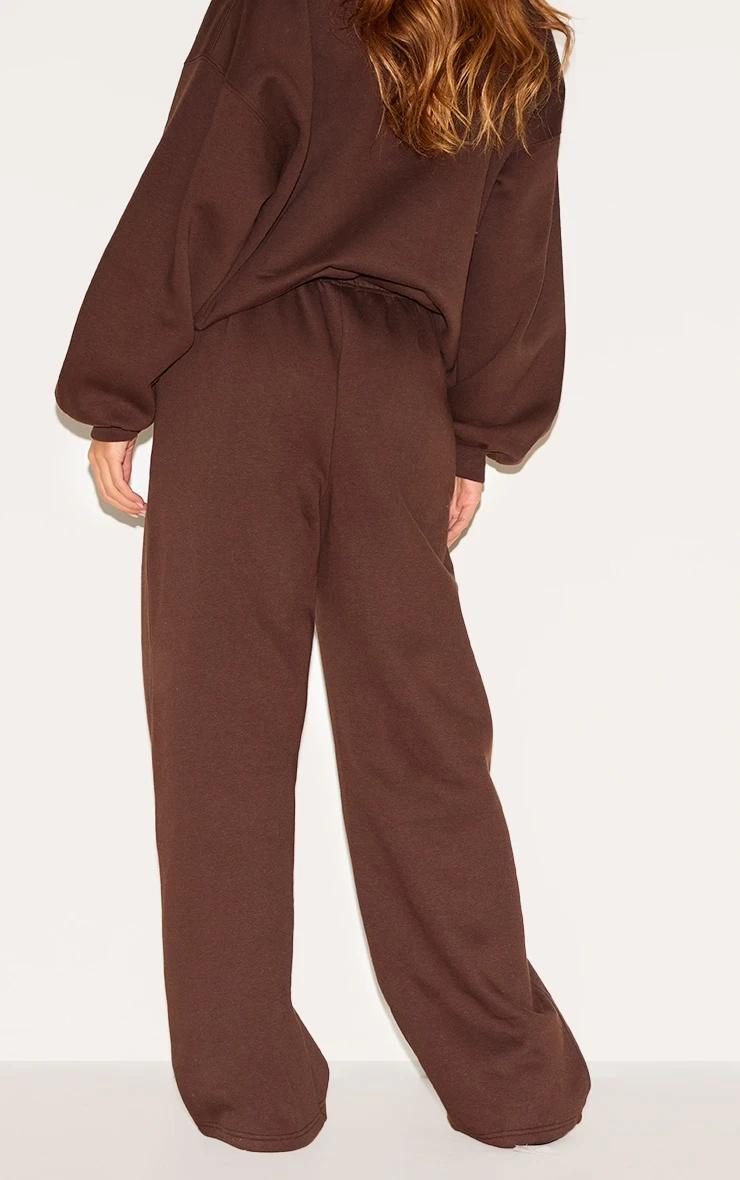 Prettylittlething Chocolate Studio Archives Embroidered Thin Waistband Drop Crotch Sweatpants - Image 3