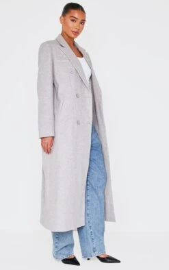Prettylittlething Light Grey Wool Look Oversized Drop Shoulder Maxi Coat -Pretty Little Thing Shop eb4f1d2c7116adac8c4734e8e699f85c8f2711a7 CNL5154 3 light grey wool look oversized drop shoulder maxi coat