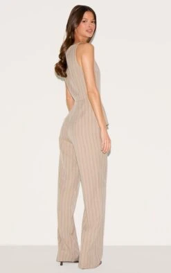 Prettylittlething Brown Pinstripe Linen Button Down Peplum Hem Jumpsuit 6 Prettylittlething Brown Pinstripe Linen Button Down Peplum Hem Jumpsuit -Pretty Little Thing Shop eb568d3a82efeaf3c209537e1cb72b16121b224f CNL9233 2 brown pinstripe linen button down peplum hem jumpsuit