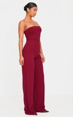 Prettylittlething Burgundy Crepe Fold Over Detail Wide Leg Jumpsuit -Pretty Little Thing Shop eb7687c64d81ad0c8a1e71408fa3f8a0c24894ea cnl0549 3