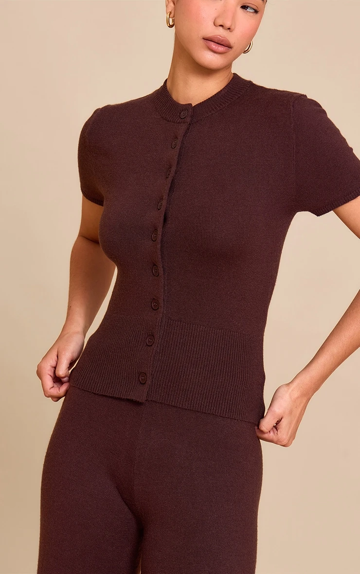 Prettylittlething ChocolateKnit Button Through Top 4 Prettylittlething ChocolateKnit Button Through Top - Image 4