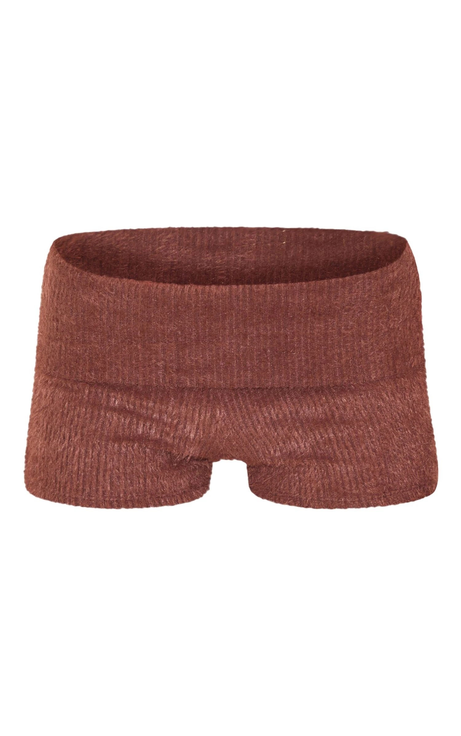 Prettylittlething Chocolate Fluffy Textured Fold Over Hot Pants 6 Prettylittlething Chocolate Fluffy Textured Fold Over Hot Pants - Image 6