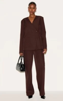 Prettylittlething Dark Brown Tailored Woven Asymmetric Blazer -Pretty Little Thing Shop ec3672acccd937cf9b45cea4d12eb36f32e71f26 CNM1900 3 dark brown tailored woven asymmetric blazer