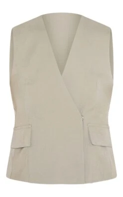 Prettylittlething Sage Woven Pocket Detail Plunge Vest -Pretty Little Thing Shop ec41fb8f3ccbeb20b569155b6735c0e3708e5787 CNN6806 5 sage woven pocket detail plunge waistcoat