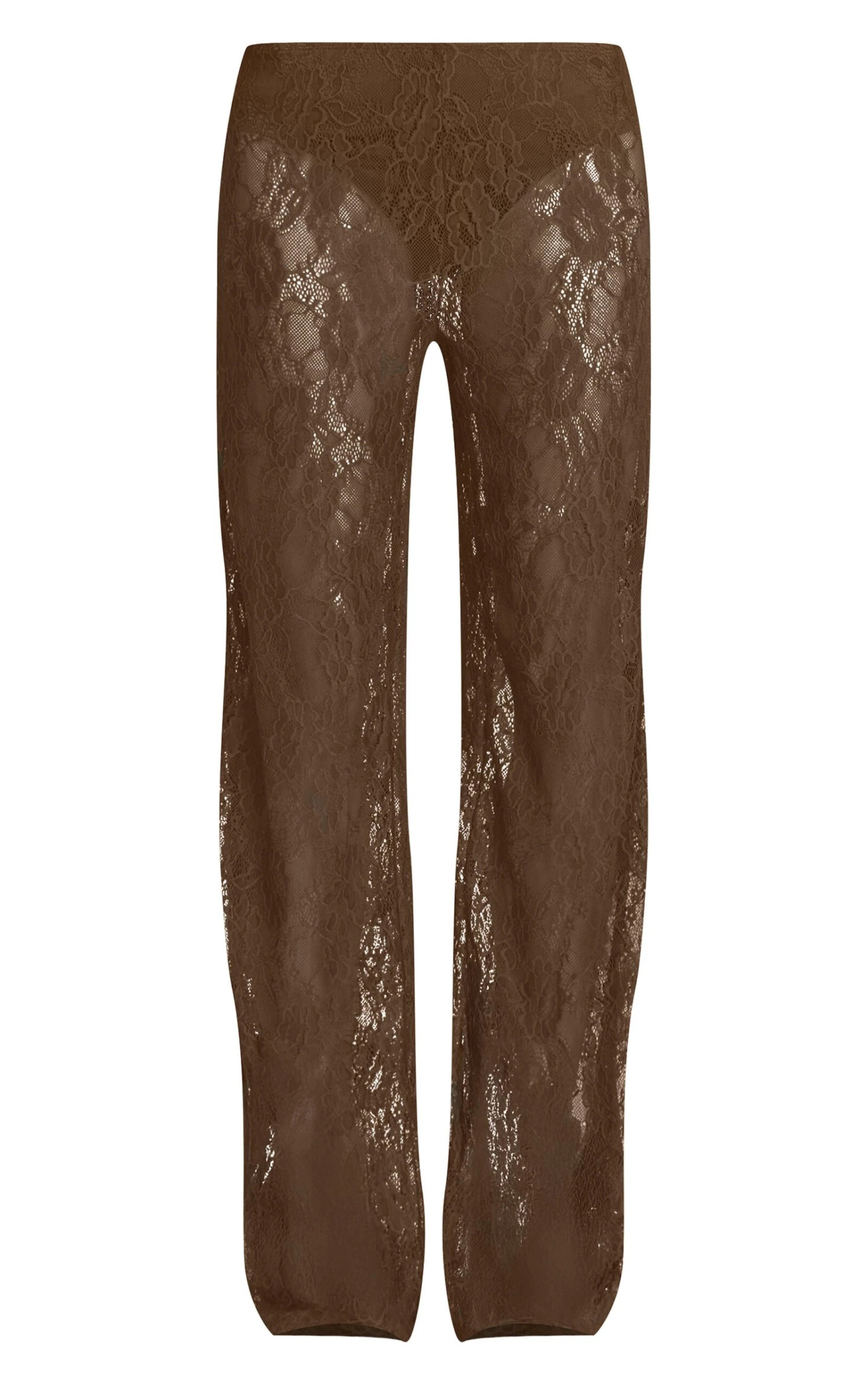 Dark Brown Lace Straight Leg Pants 5 Dark Brown Lace Straight Leg Pants - Image 5