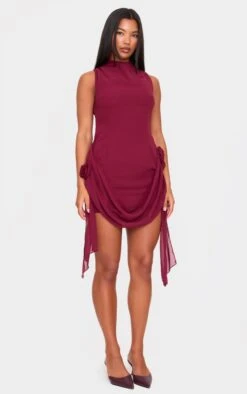 Prettylittlething Burgundy Chiffon Boat Neck Drape Detail Mini Dress -Pretty Little Thing Shop ec5cda1ed4fb8864d096b685eb1039173f6242f5 cnl6559 3