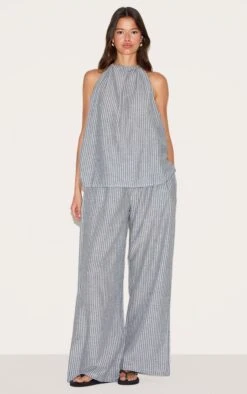 Prettylittlething Grey Striped Slouchy Pants
