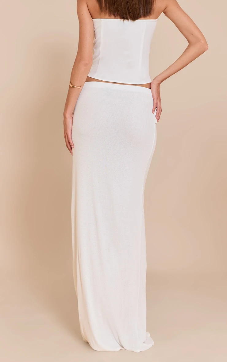 Prettylittlething White Burnout Mesh Trim Detail Wrap Maxi Skirt - Image 3