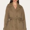Prettylittlething Taupe Cropped Storm Flap Detail Trench