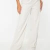 Prettylittlething Stone Peach Skin Straight Leg Pants