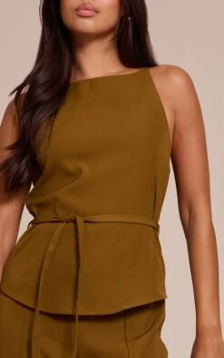 Prettylittlething Khaki Woven Belt Tied Straight Leg Jumpsuit 8 Prettylittlething Khaki Woven Belt Tied Straight Leg Jumpsuit -Pretty Little Thing Shop ed886df3d07d096c2a4fdbf0725670cf05eea787 CNO3083 4 khaki woven belt tied straight leg jumpsuit