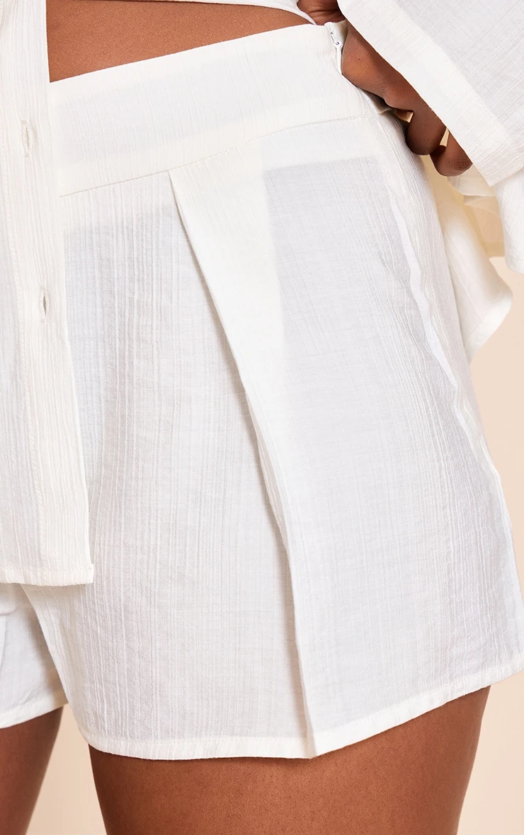 Cream Textured Floaty Shorts 5 Cream Textured Floaty Shorts - Image 5