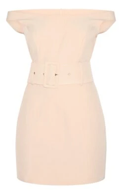 Prettylittlething Almond Woven Off Shoulder Belt Detail Mini Dress -Pretty Little Thing Shop eda6c667493b3afb0b978220abf97586d282848e cnm0575 5