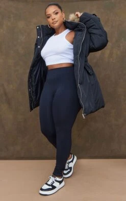 Prettylittlething Plus Black Fur Hood Elasticated Waist Longline Parka Coat -Pretty Little Thing Shop edd40d58a8253a9f217f664fd2b12b57a73b7eab cmy9547 3