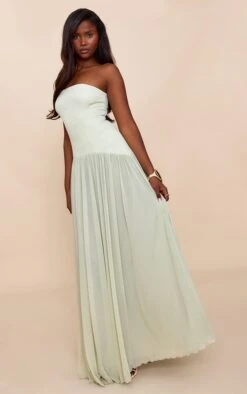 Prettylittlething Sage Bandeau Chiffon Pleated Maxi Dress -Pretty Little Thing Shop edd83220a398498ba1a38a506d60402be42a2e8c CNN1739 3 sage bandeau chiffon pleated maxi dress