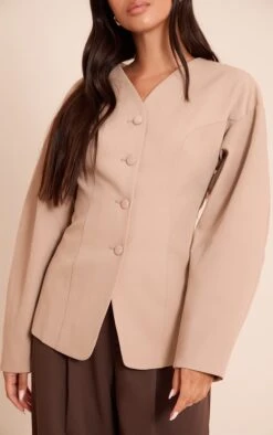 Prettylittlething Taupe Collarless Fabric Covered Button Blazer 8 Prettylittlething Taupe Collarless Fabric Covered Button Blazer -Pretty Little Thing Shop ee2531d235bac9eed93b4565c40d953228ab1077 CNN8550 4 taupe collarless fabric covered button blazer