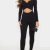 Prettylittlething Black Rib Cross Over Long Sleeved Jumpsuit -Pretty Little Thing Shop ee602261cd7fb8be28c8aade39d0f6df76f0027e cmf2758 1