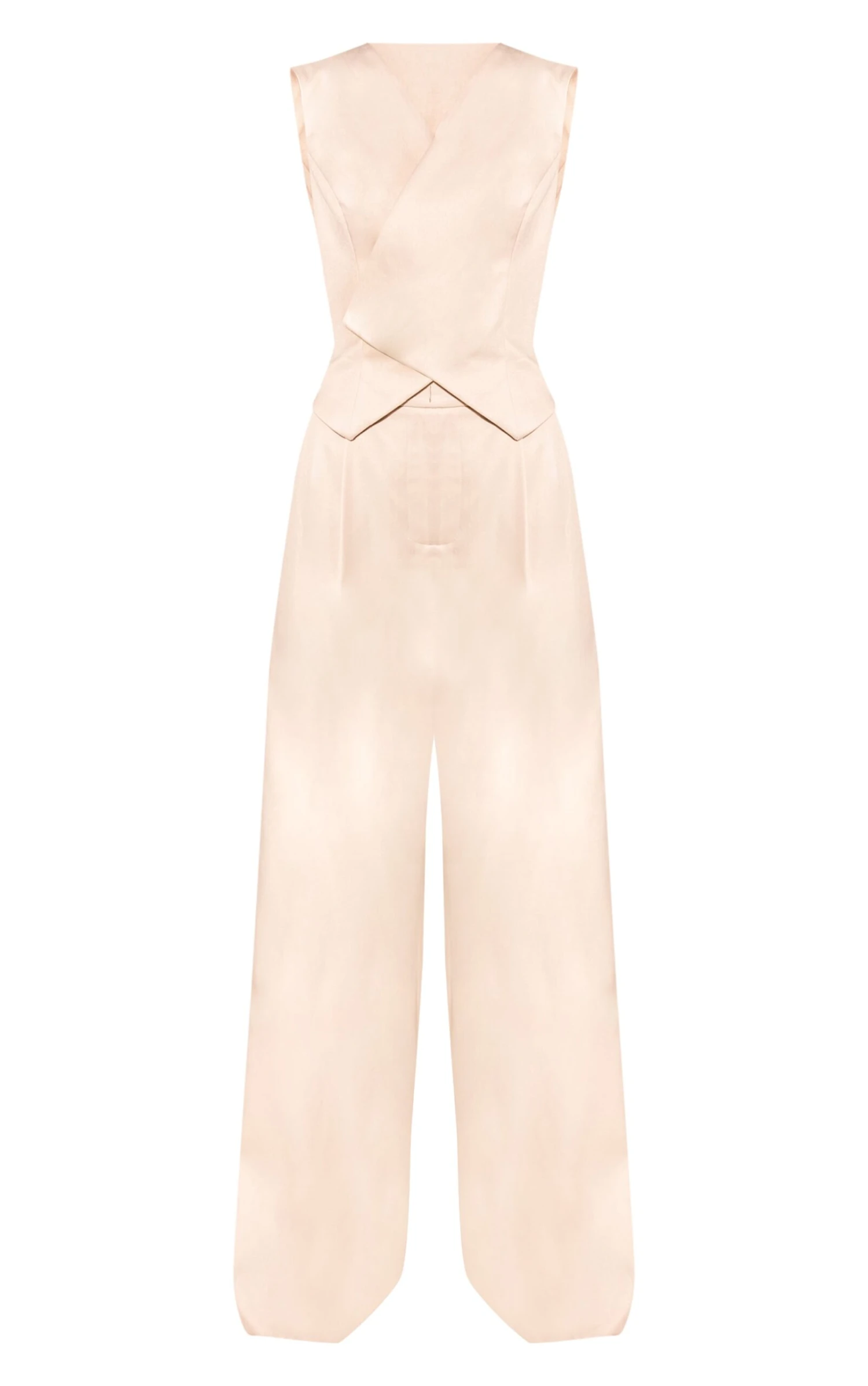 Prettylittlething Cream Woven Tailored Asymmetric Vest Jumpsuit 5 Prettylittlething Cream Woven Tailored Asymmetric Vest Jumpsuit - Image 5