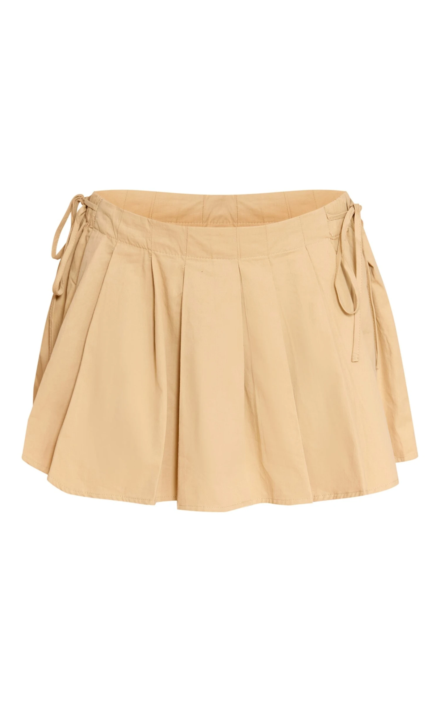 Prettylittlething Camel Cotton Ruched Side Pleated Mini Skirt 6 Prettylittlething Camel Cotton Ruched Side Pleated Mini Skirt - Image 6